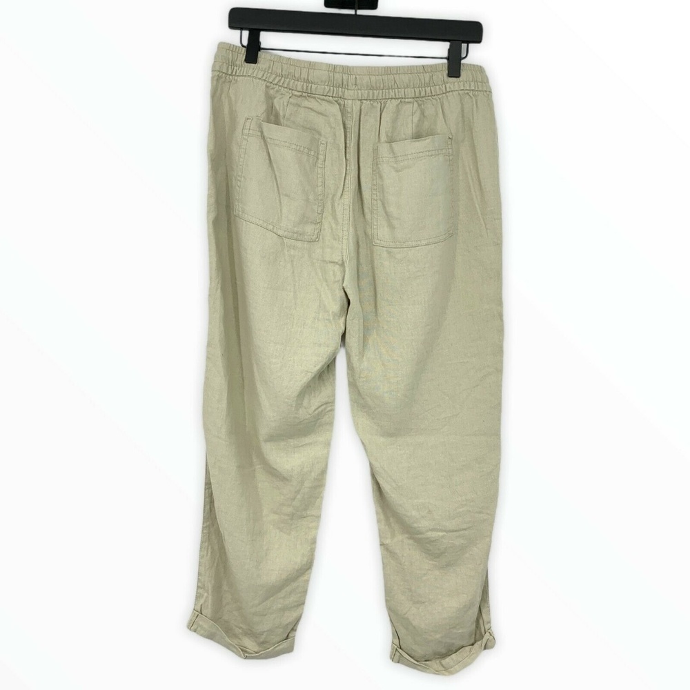 Old Navy Beige Solid Linen Mid Rise Crop Pants - Picture 5 of 8